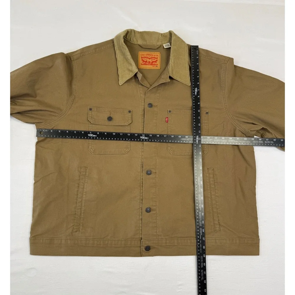 Levis Mens 3XL Khaki Canvas Chore Coat Corduroy Collar Workwear Jacket ECU - Picture 7 of 12